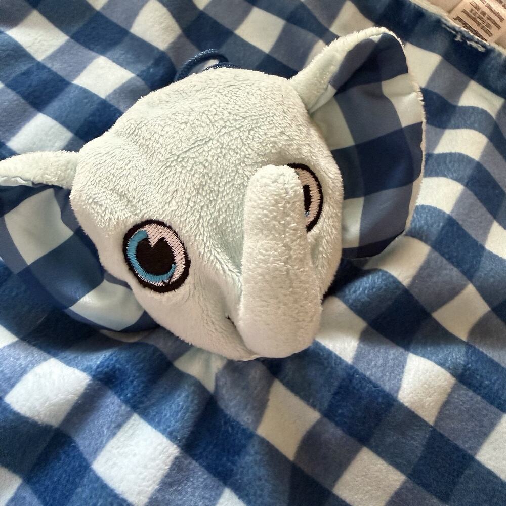 Booginhead PaciPal Elephant Security Blanket Lovey Baby Teether Blue Plaid Unise